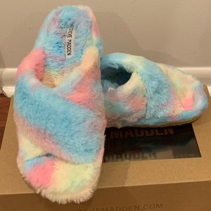 Steve Madden Fuzed Faux-Fur Crossover Slippers